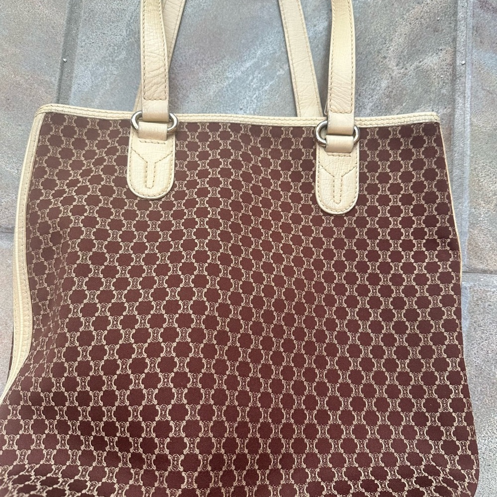 Gorgeous vintage Celine Macadam brown canvas tote bag